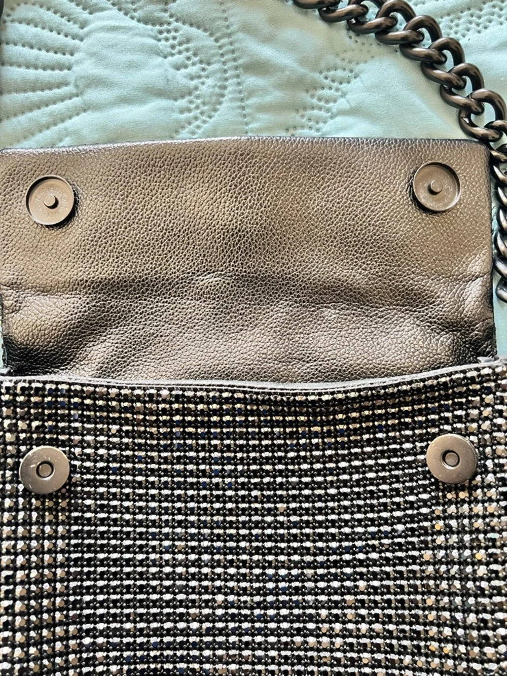 Kurt Geiger Party Shoulder Bag Mesh Black Crystals with Chain Strap. EUC - Picture 7 of 8